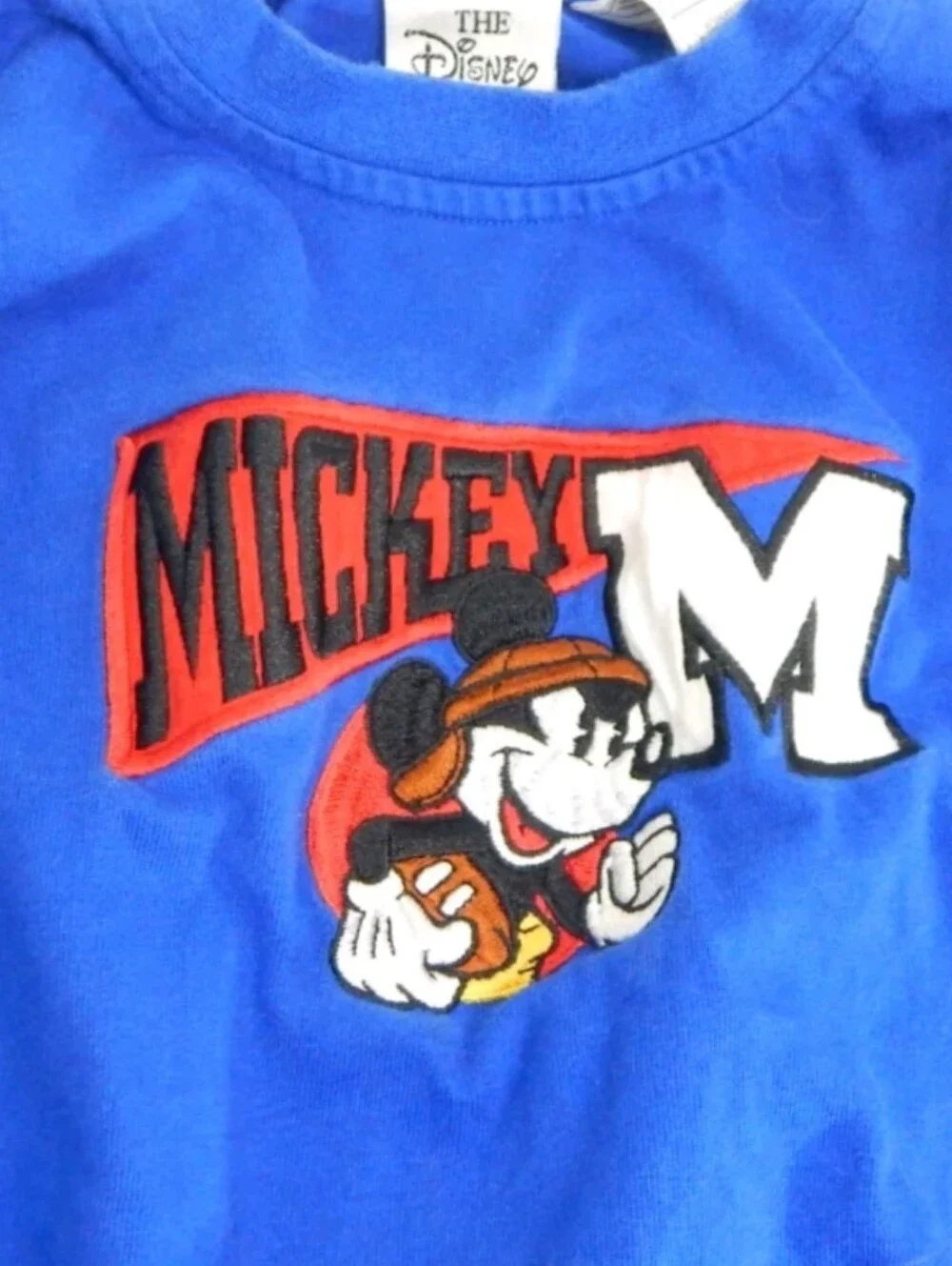 Disney Store Vintage 90's Embroidered Mickey‎ Mouse Football Romper Sleeper